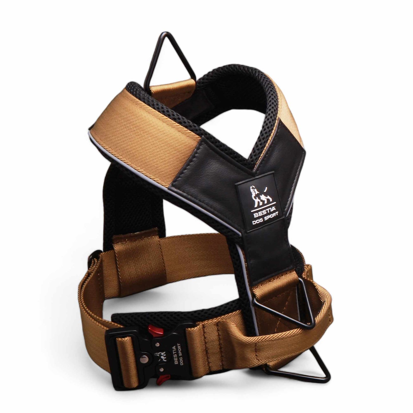 Bestia GripPro Sport Harness in brown and tan colorway, designed for durability, comfort, and professional use.