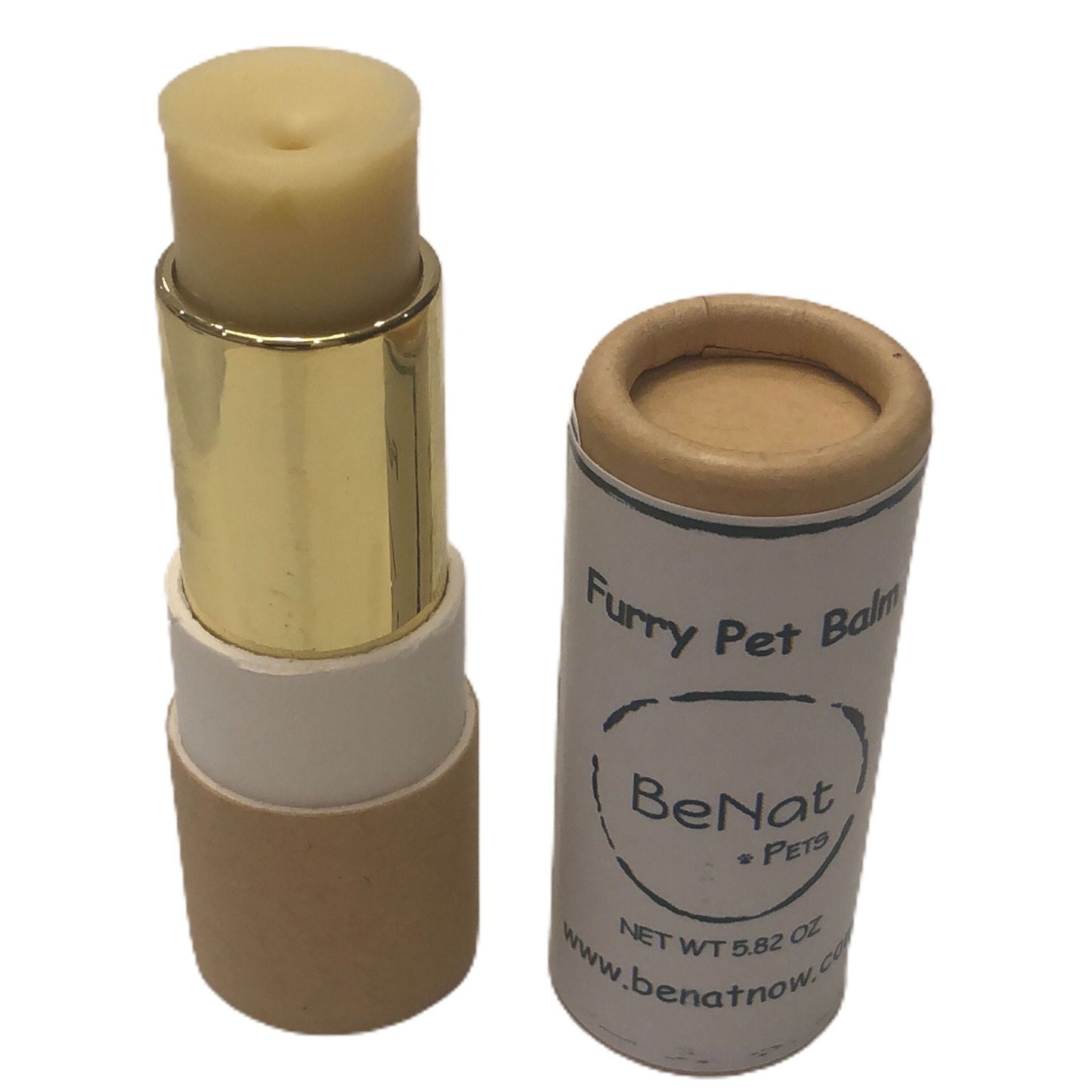 Eco-friendly dog paw balm from the BeNat grooming set in portable stick packaging