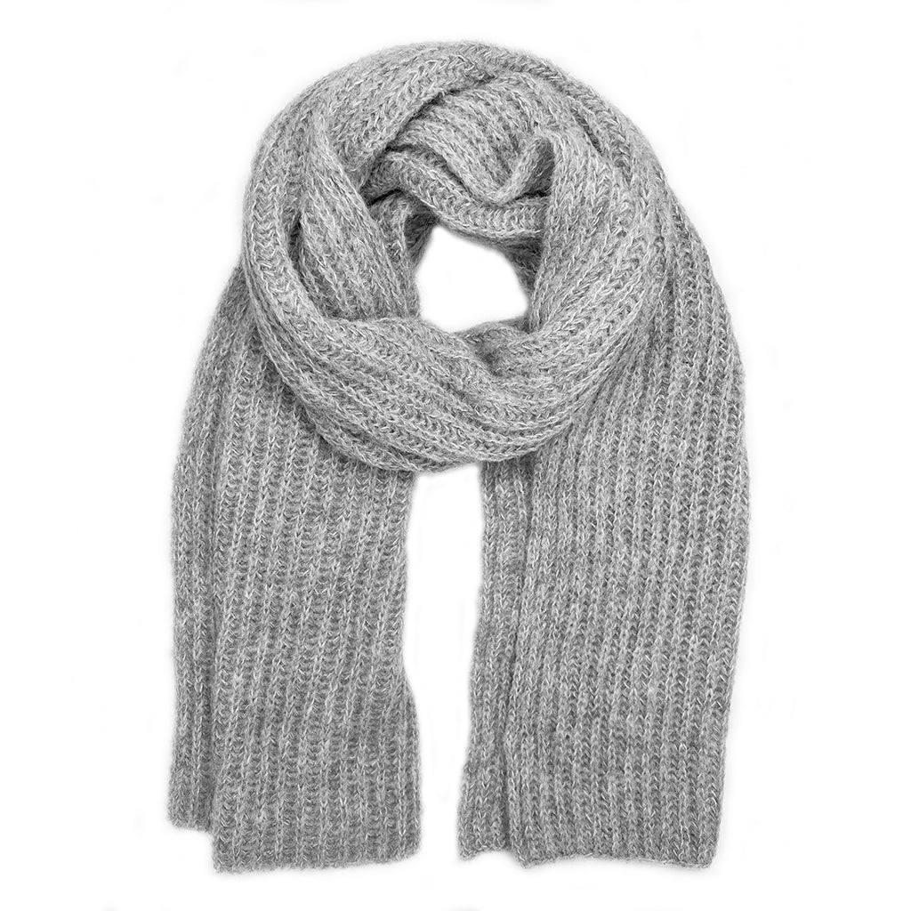 Gray knitted scarf on a white background