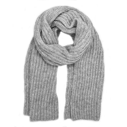 Gray knitted scarf on a white background