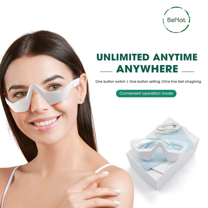 Woman wearing a Under-Eye Red Light Therapy Massager